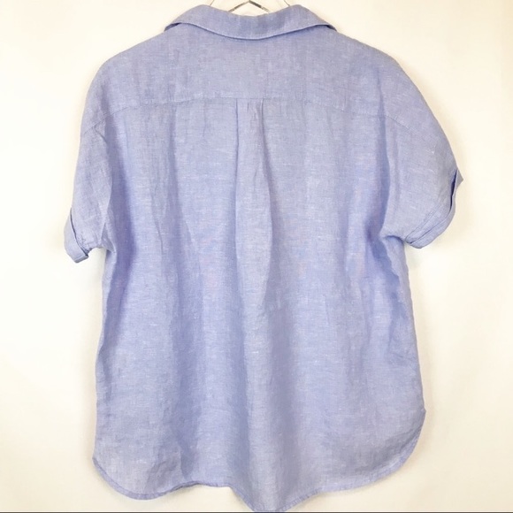 J. Crew Blue Linen Tunic Top Blouse - Picture 4 of 4